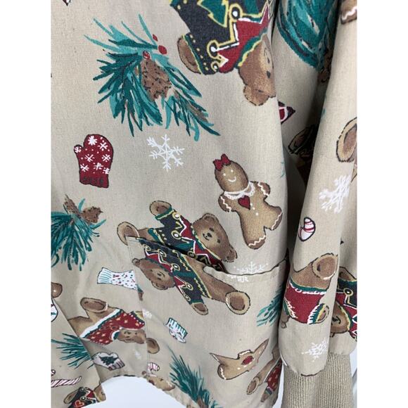 Teddy Bear Christmas Print Womens Long Sleeve Top - Festive Holiday Design - Picture 6 of 10